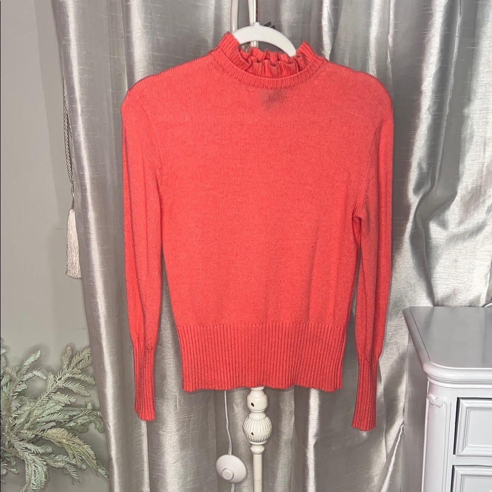 J. Crew Pink Lambs Wool Coral Ruffle Knit Top